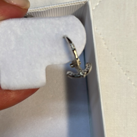 Sterling CZ anchor earrings - Picture 3 of 6